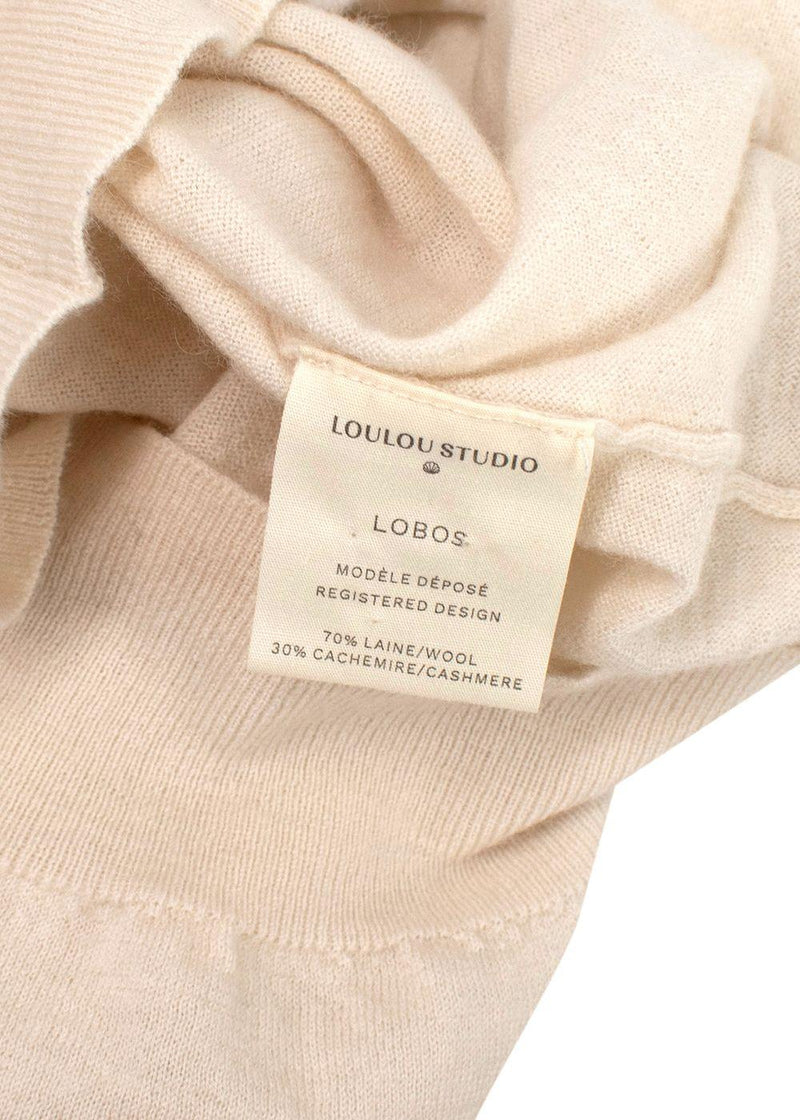 LouLou Studio Cream Wool Turtleneck Sweater