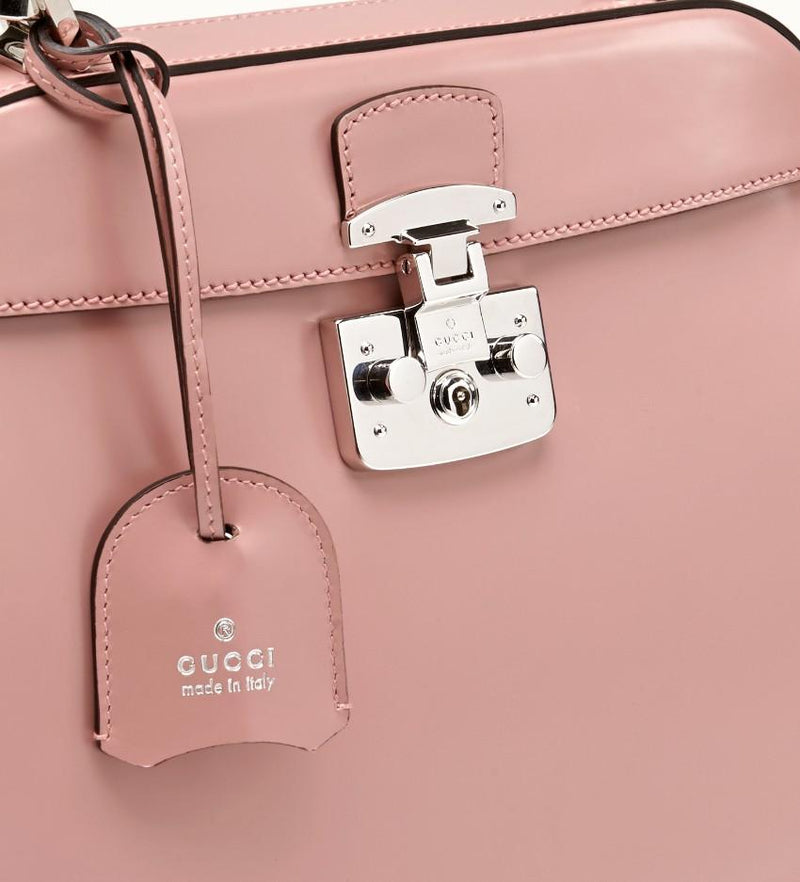 Gucci Pale Pink Lady Lock Bamboo Top Handle Bag