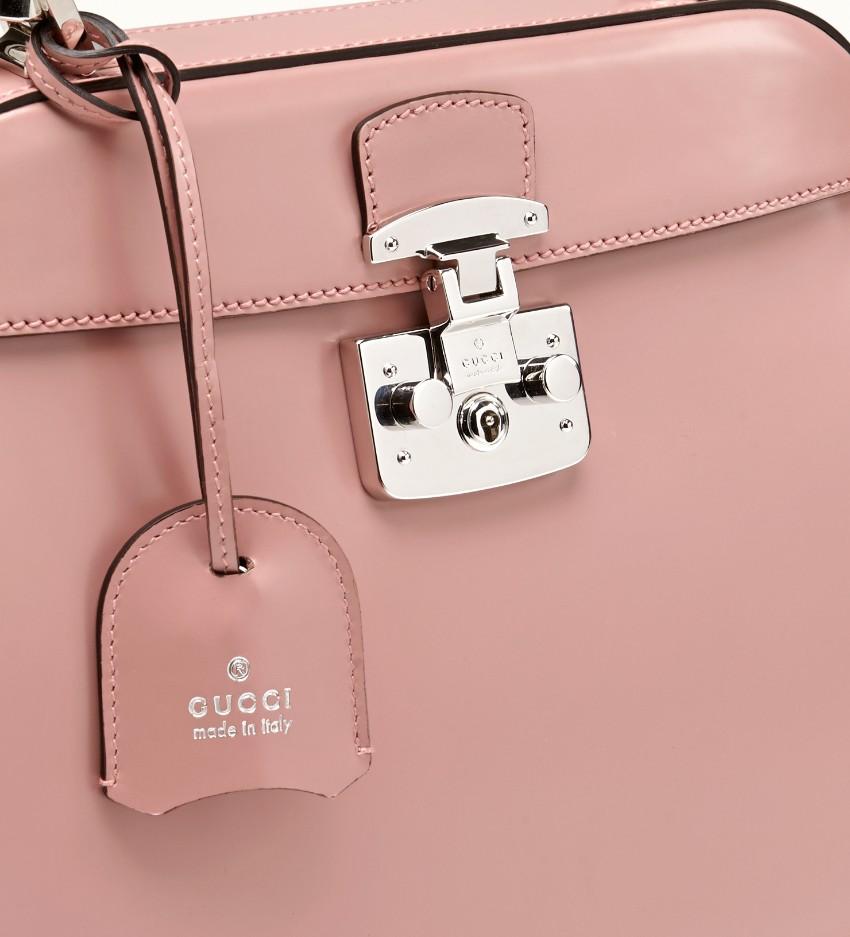 Gucci Pale Pink Lady Lock Bamboo Top Handle Bag