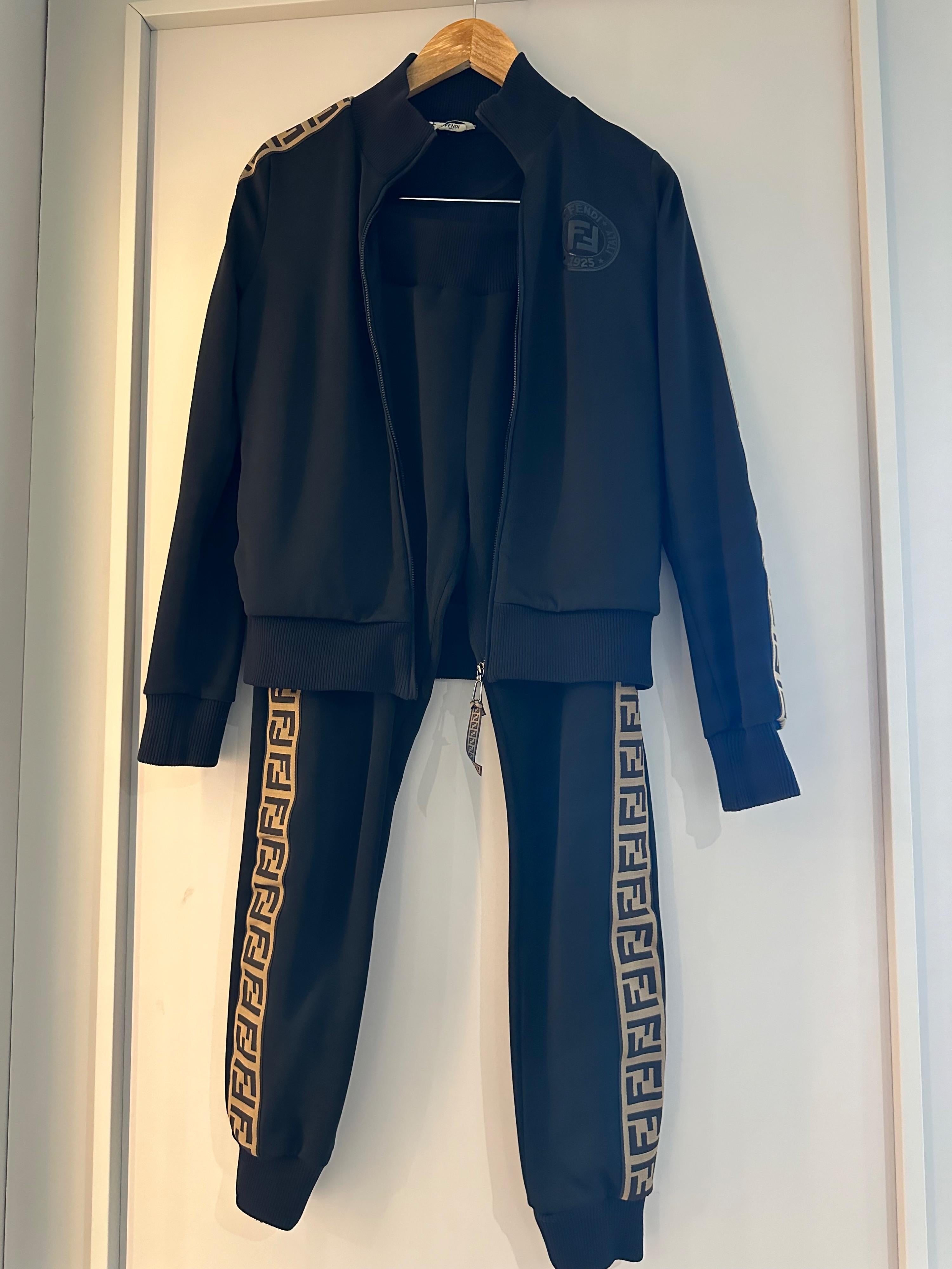 Fendi FF Side-stripe Black Track Jacket & Pants