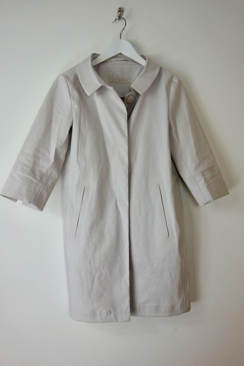 beige cotton-blend gabardine car coat