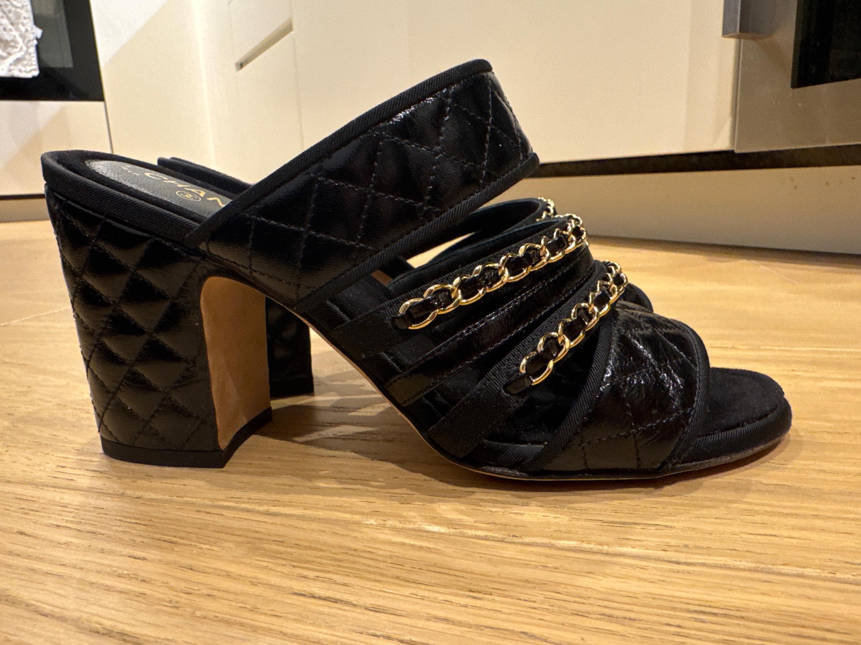 Chanel Chain Embellished Strap Sandals