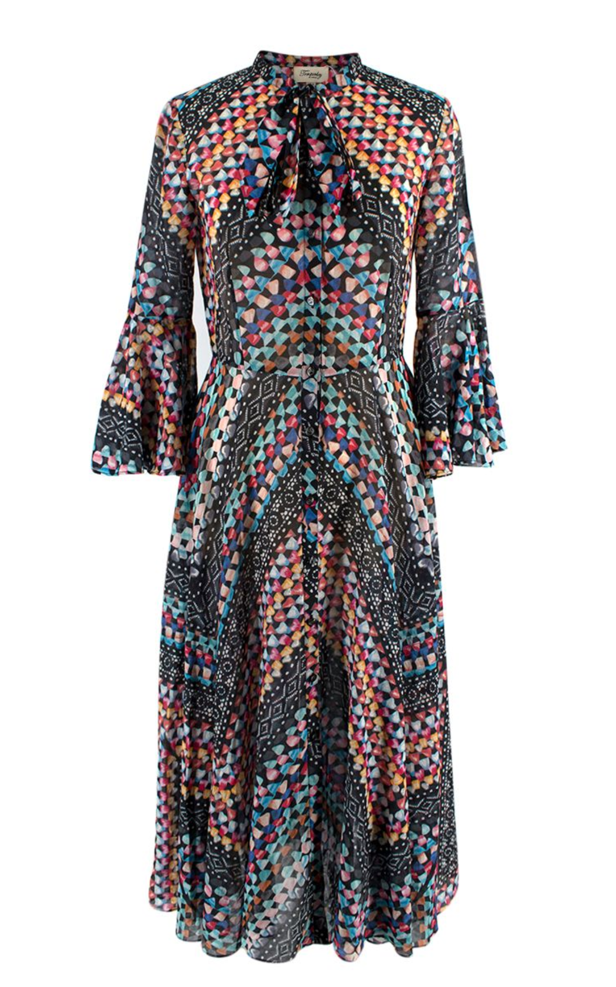 Multicoloured Button Down Shirt Dress
