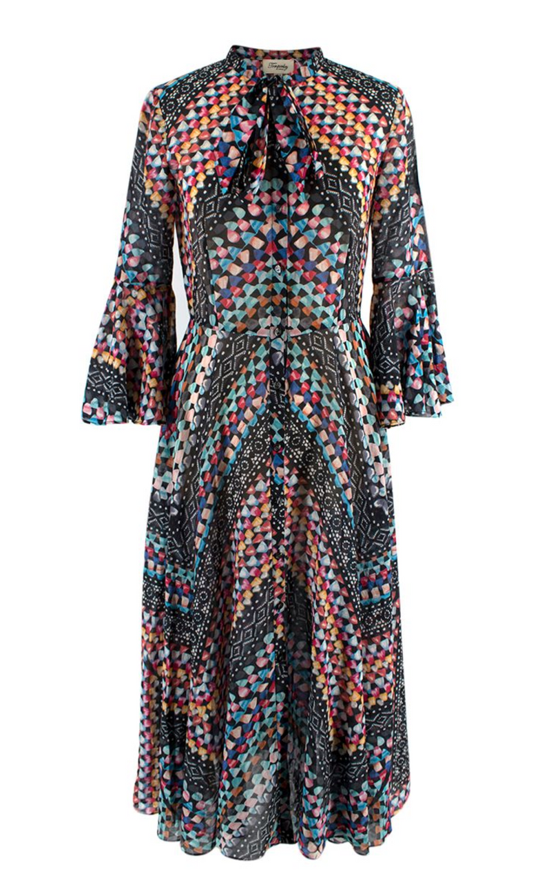 Multicoloured Button Down Shirt Dress