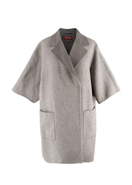 MaxMara Studio Grey Short Sleeve Wool Peacoat