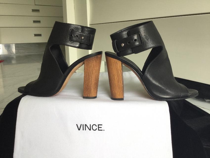 Vince Addie Leather Peep-Toe Booties