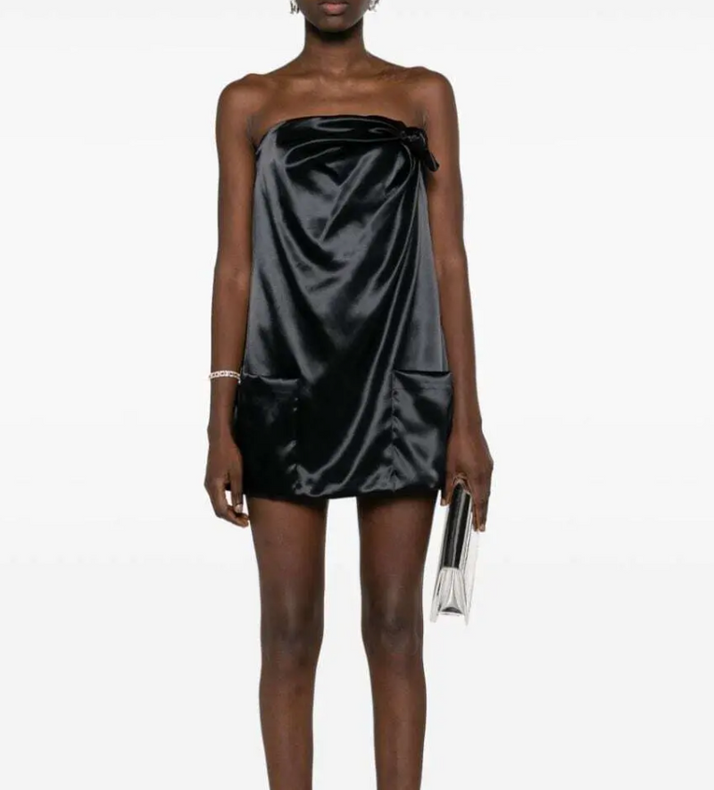 Louisa Ballou  Knot-Detailed Satin Minidress