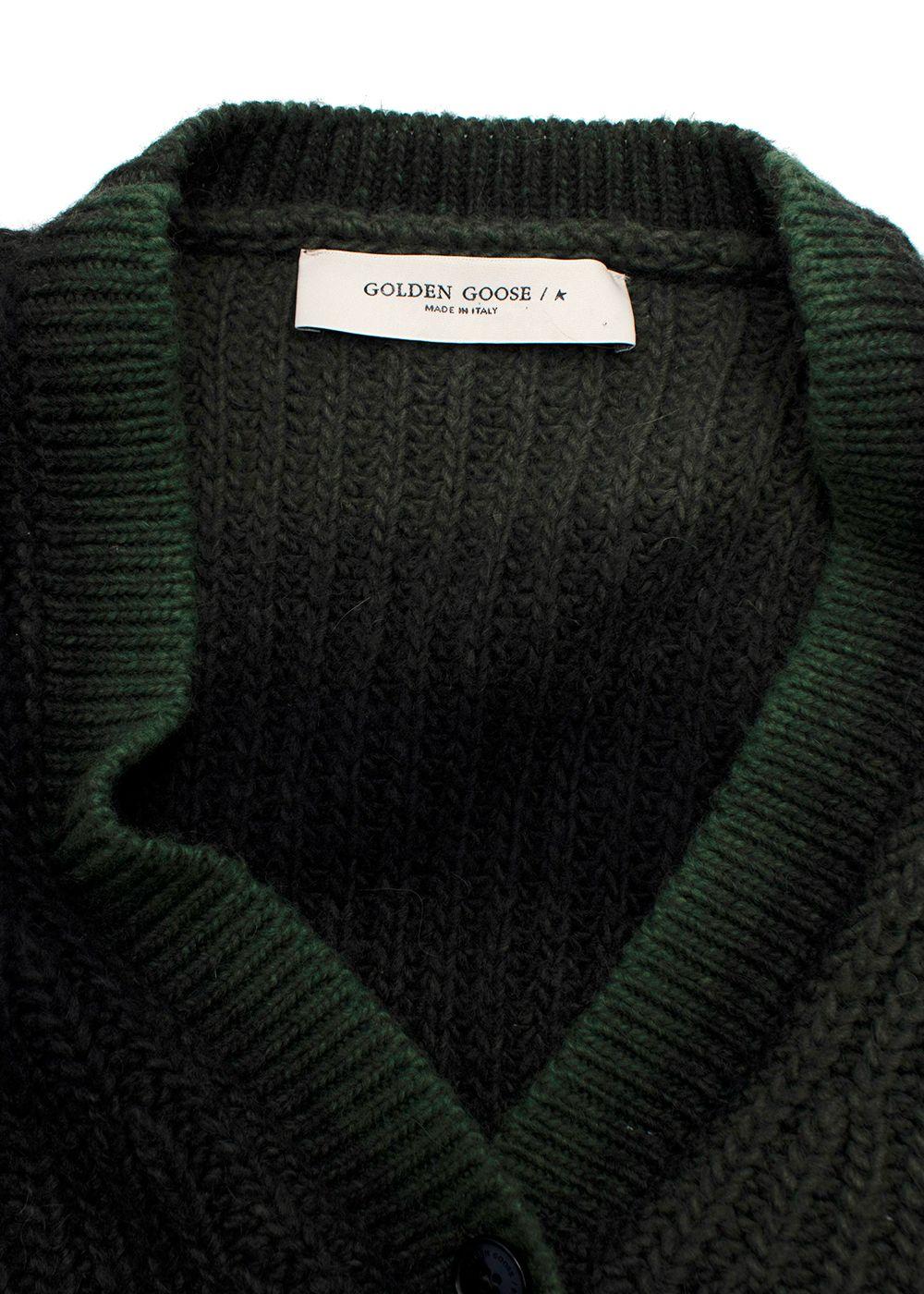Golden Goose Green Alpaca and Wool Blend Belted Cardigan