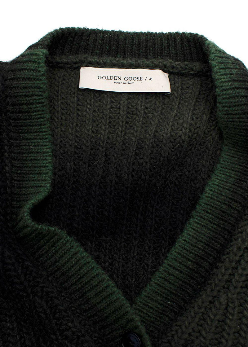 Golden Goose Green Alpaca and Wool Blend Belted Cardigan