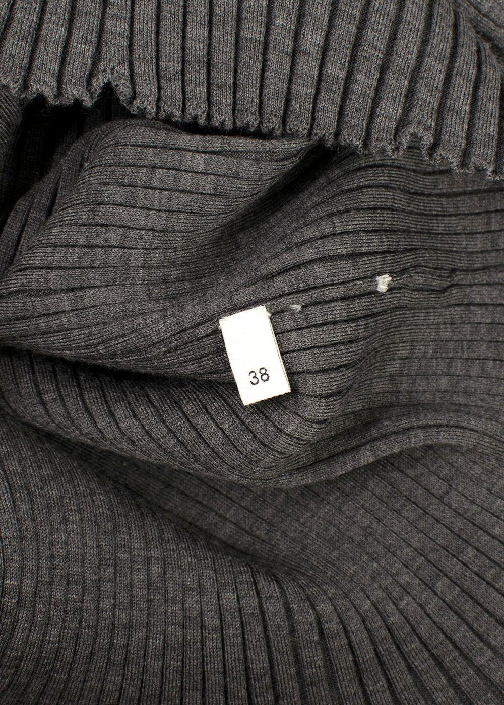 Bottega Veneta Grey Ribbed Knit Turtleneck Top