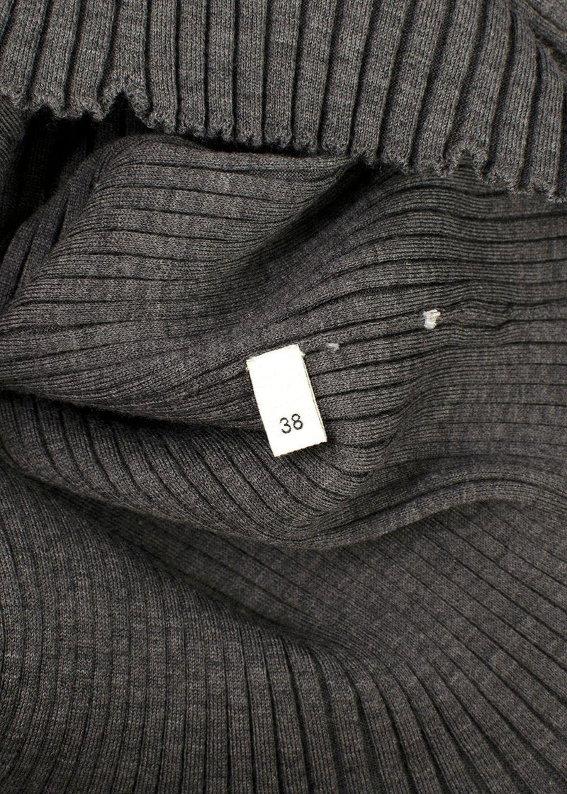 Bottega Veneta Grey Ribbed Knit Turtleneck Top