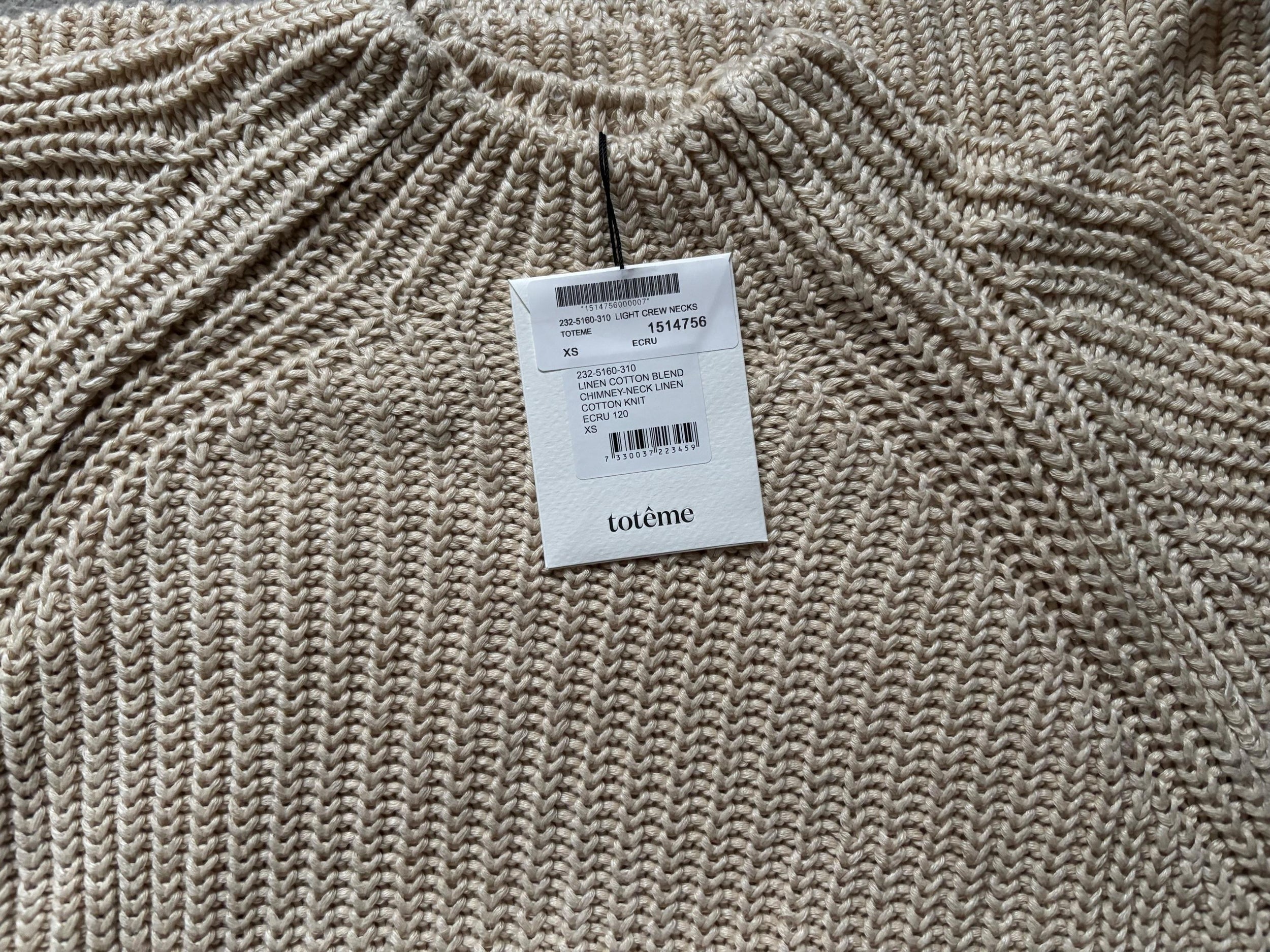 Toteme Cream Ribbed Fluted Sleeve Jumper