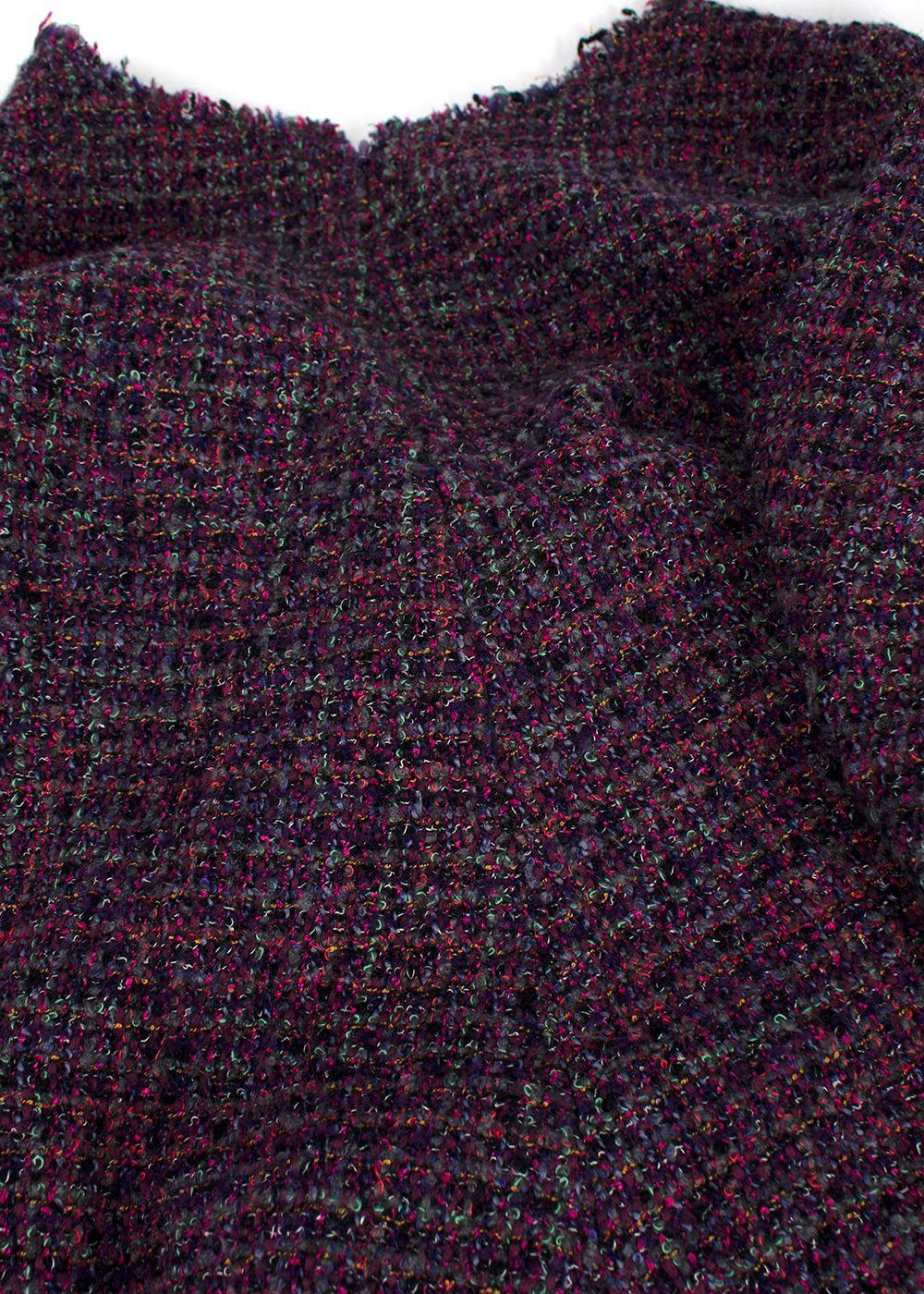 Chanel Purple Tweed Long Sleeve Peplum Top