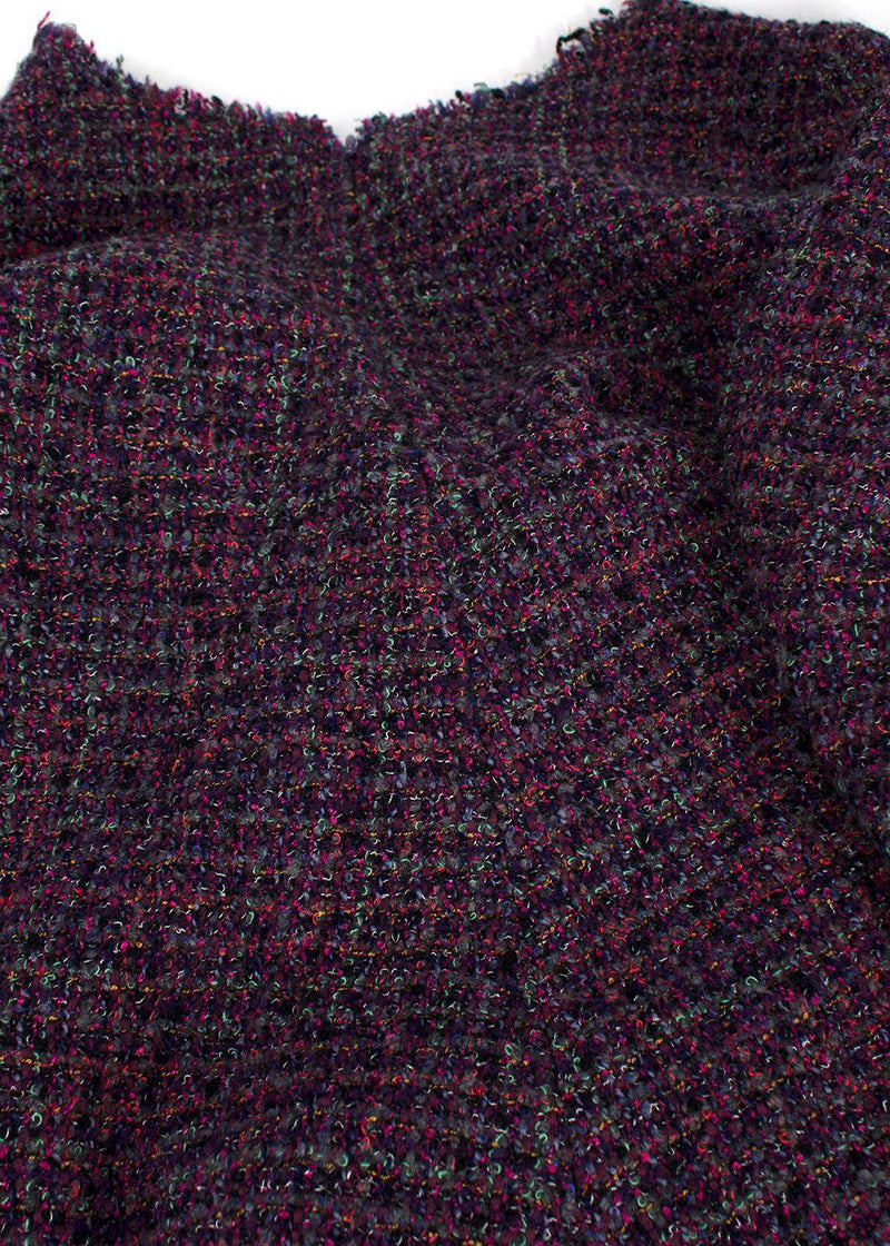 Chanel Purple Tweed Long Sleeve Peplum Top