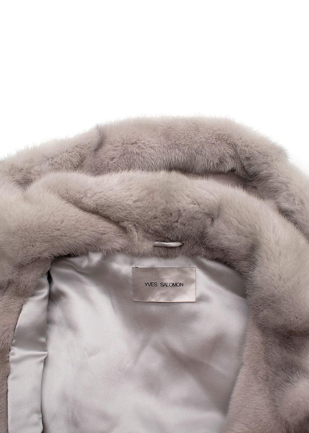 Yves Salomon Grey Mink Fur Hooded Gilet