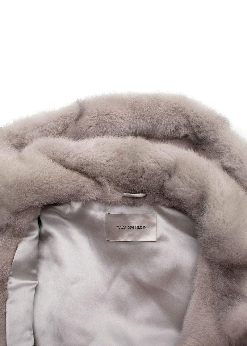 Yves Salomon Grey Mink Fur Hooded Gilet