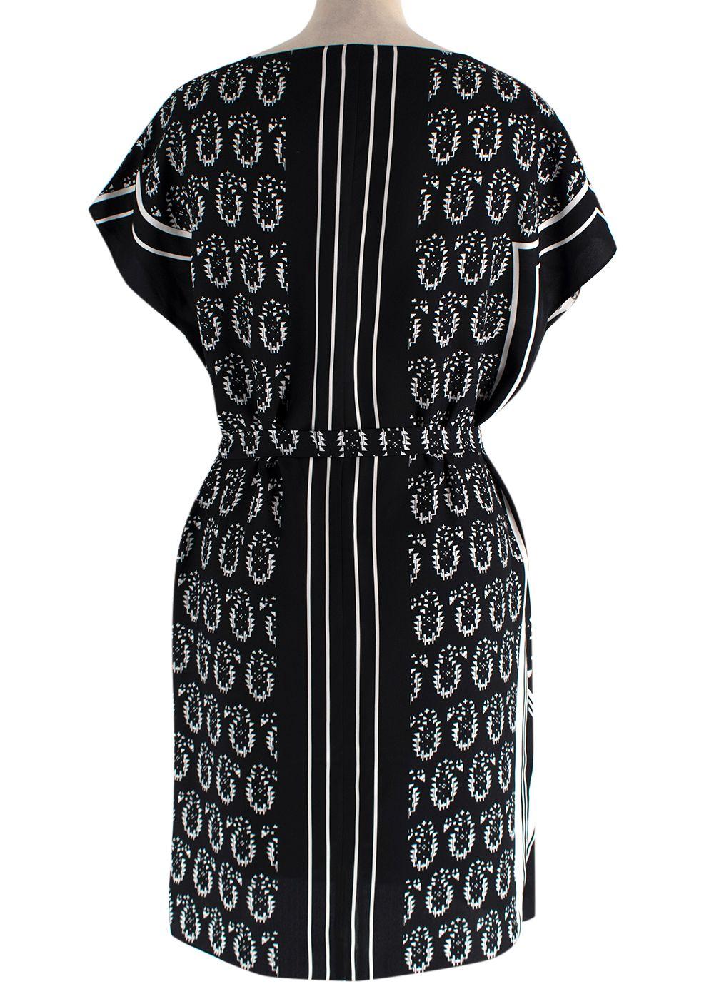 Hermes Black And White Belted Silk Dress Tunic