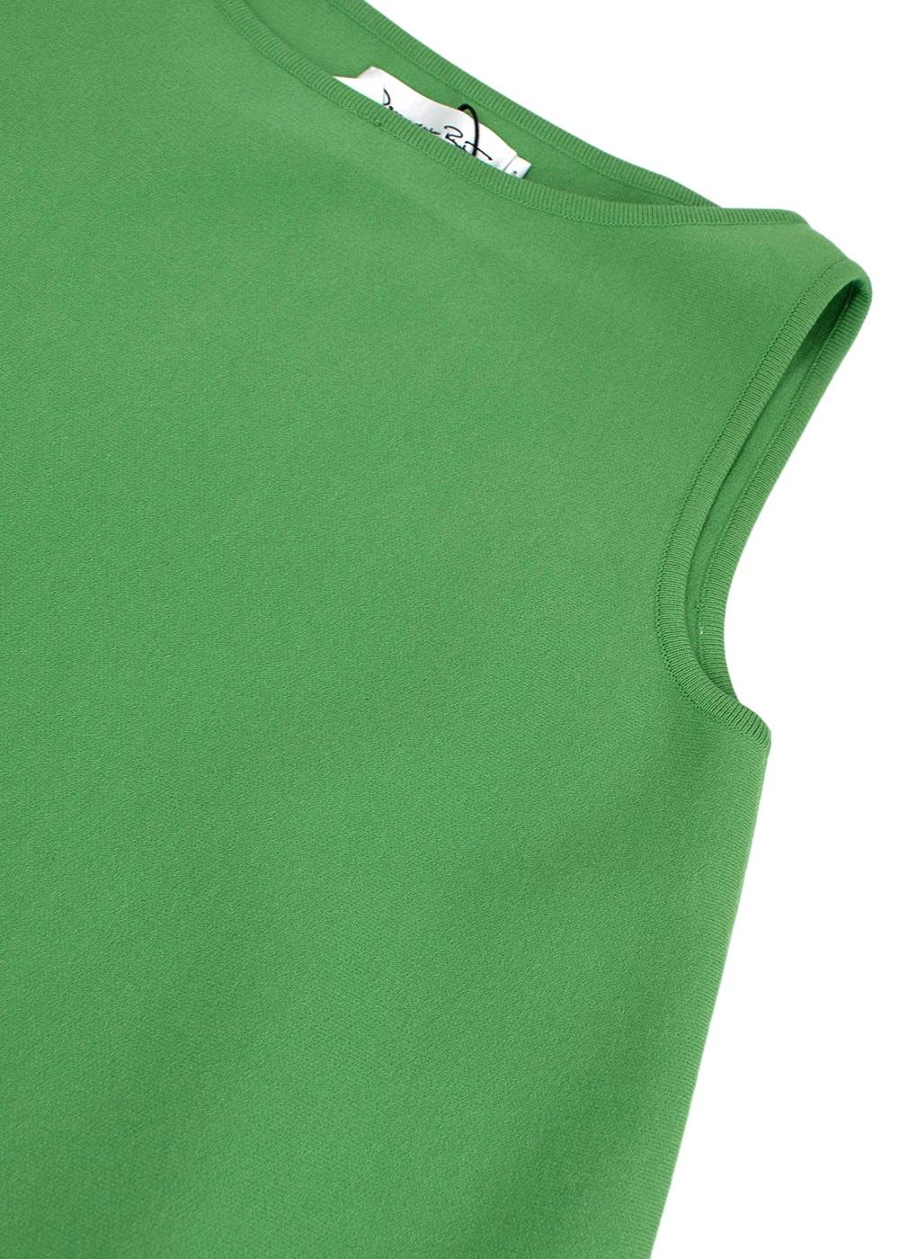 Oscar de La Renta Green Banana Leaf Cut-out Swing Dress