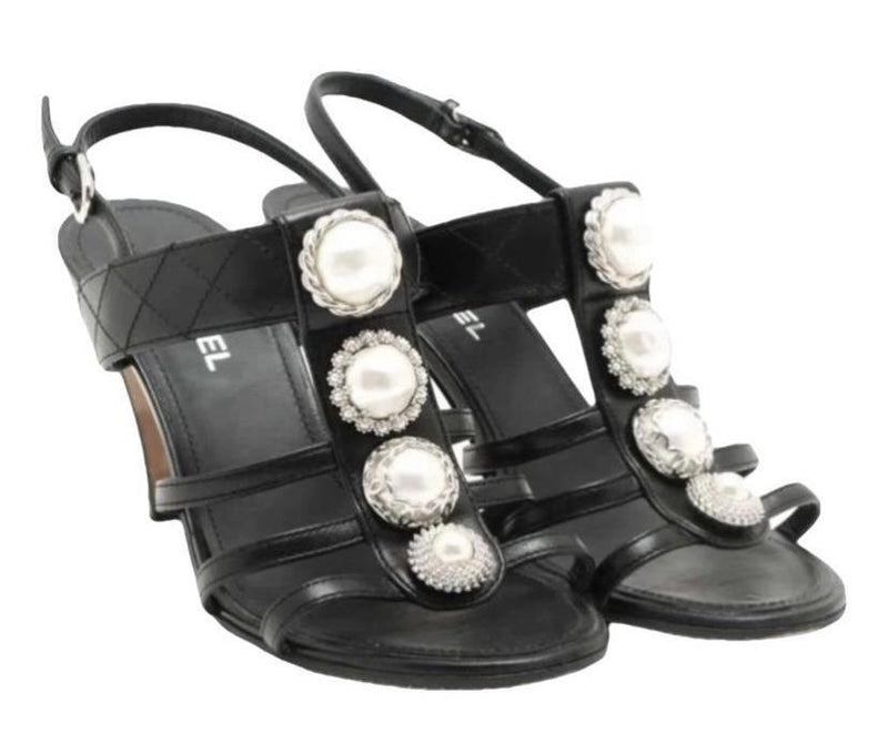 Chanel Faux Pearl Embellished Sandals