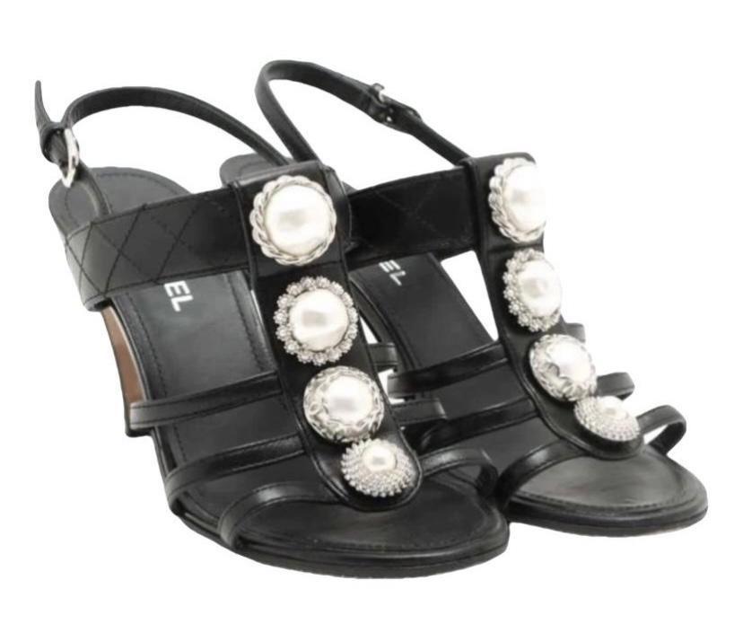 Chanel Faux Pearl Embellished Sandals