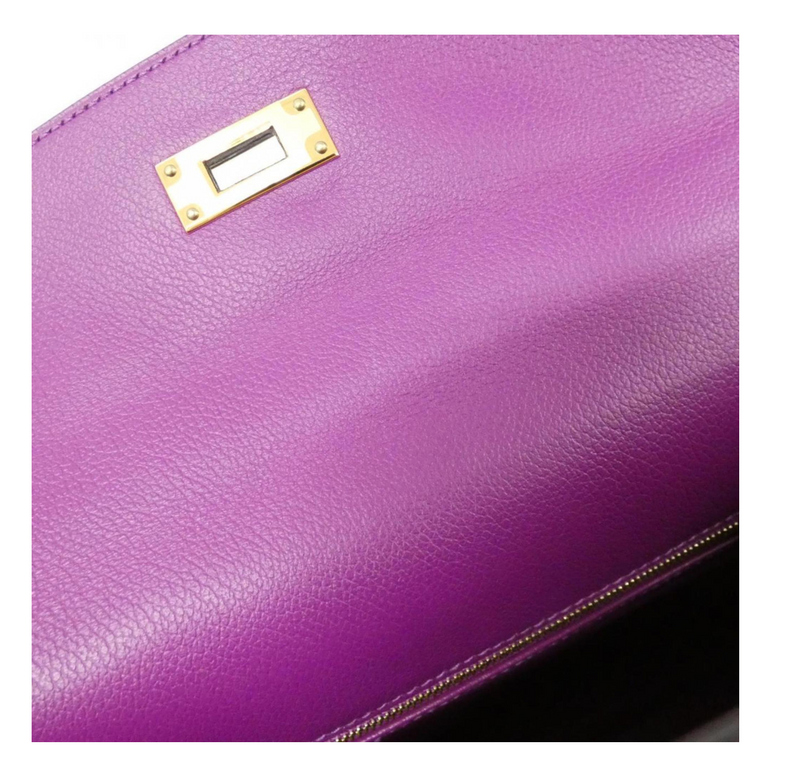 Hermès Purple Kelly 32 With Gold Hardware
