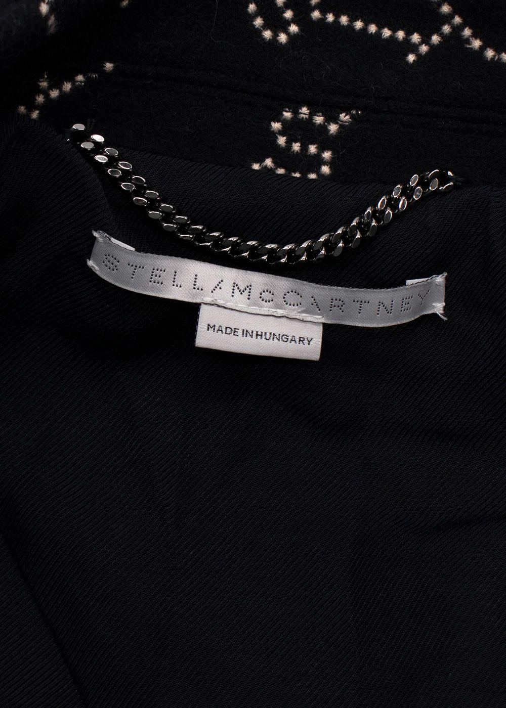 Stella McCartney Black Logo Print Wool Blend Coat