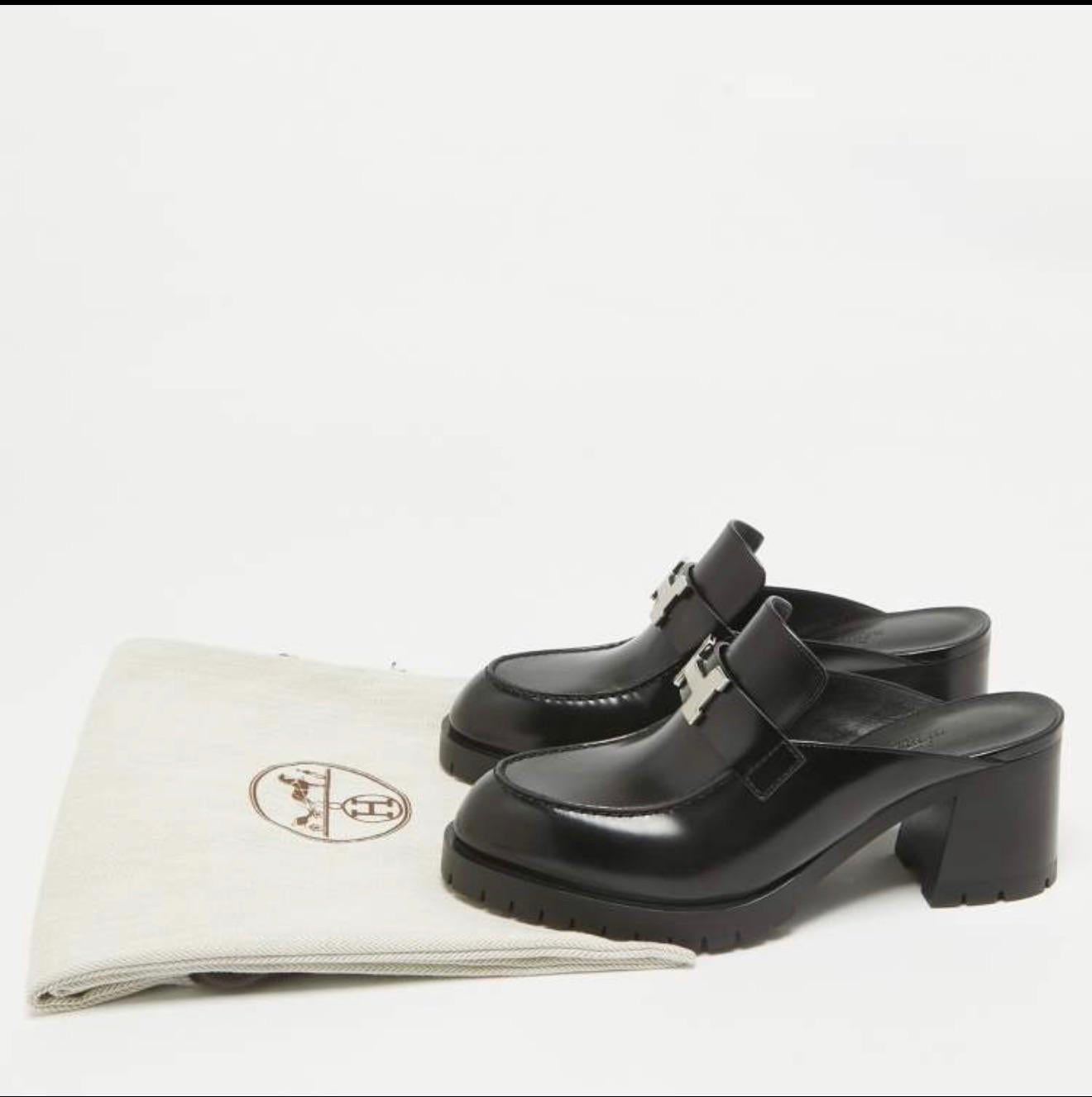 Hermes Black Constance Mules