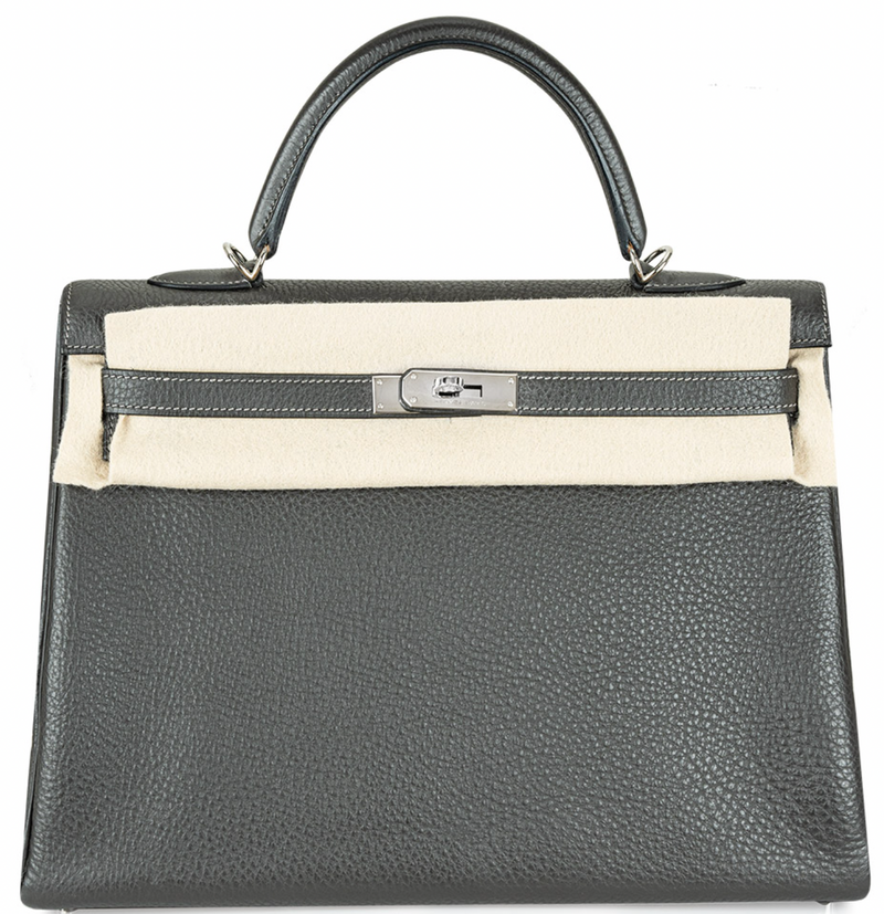 Graphite Veau grey Taurillon Clemence leather Kelly II 35 Retourne bag PHW