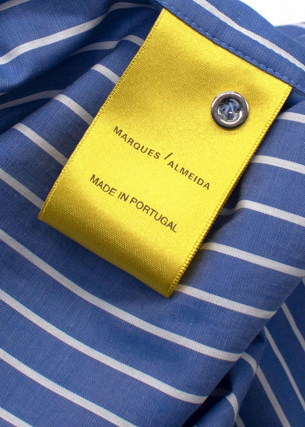Marques Almeida Blue Contrast Collar Stripe Shirt
