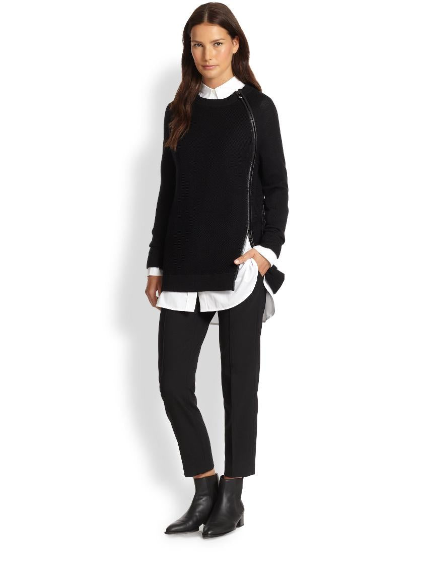 Vince Leather Trim Knit Jumper