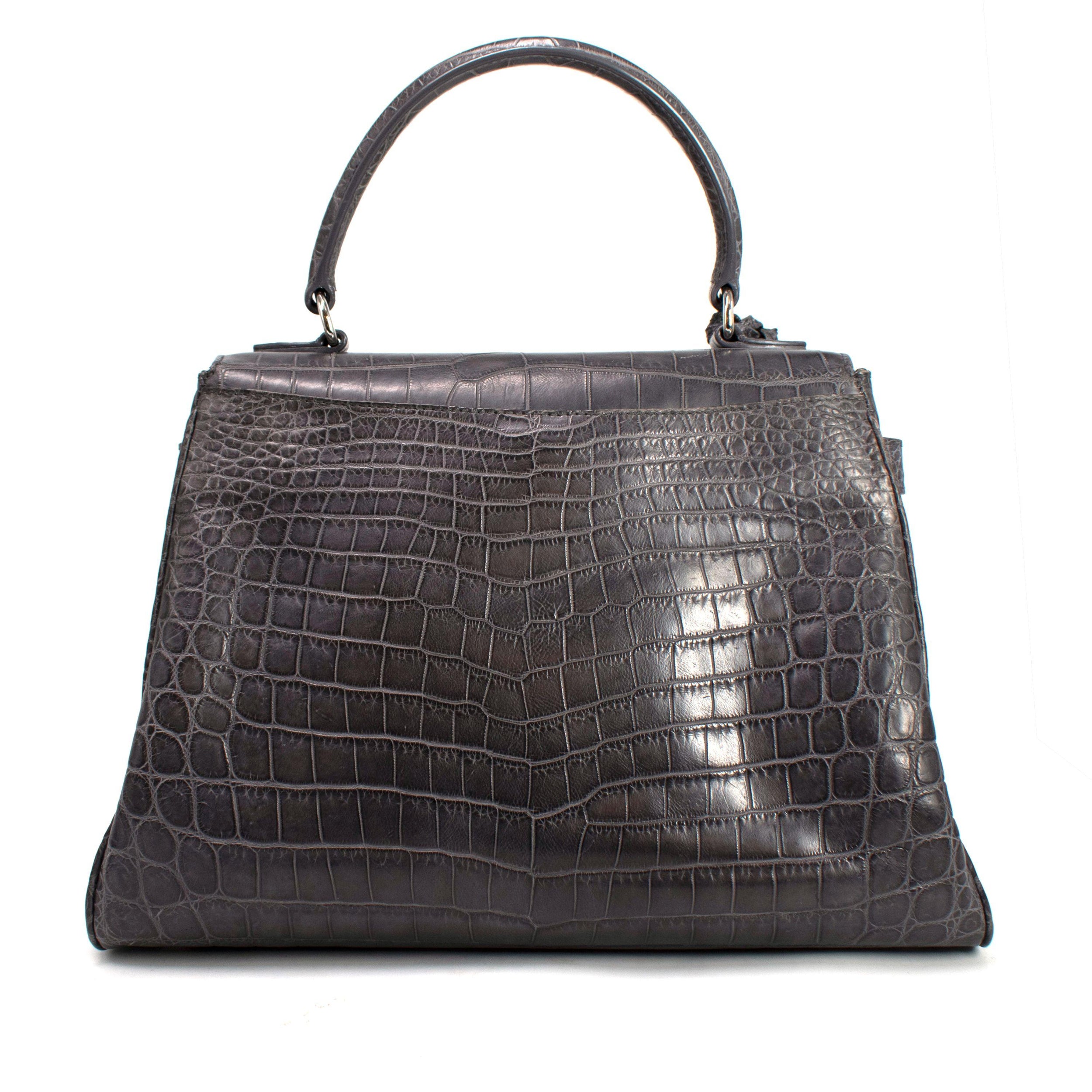 Asprey Grey Crocodile Leather Private Collection Handbag