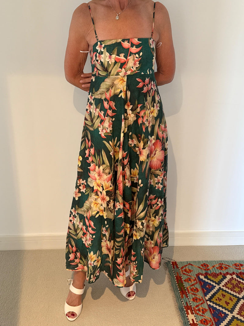 Floral Linen Midi Dress