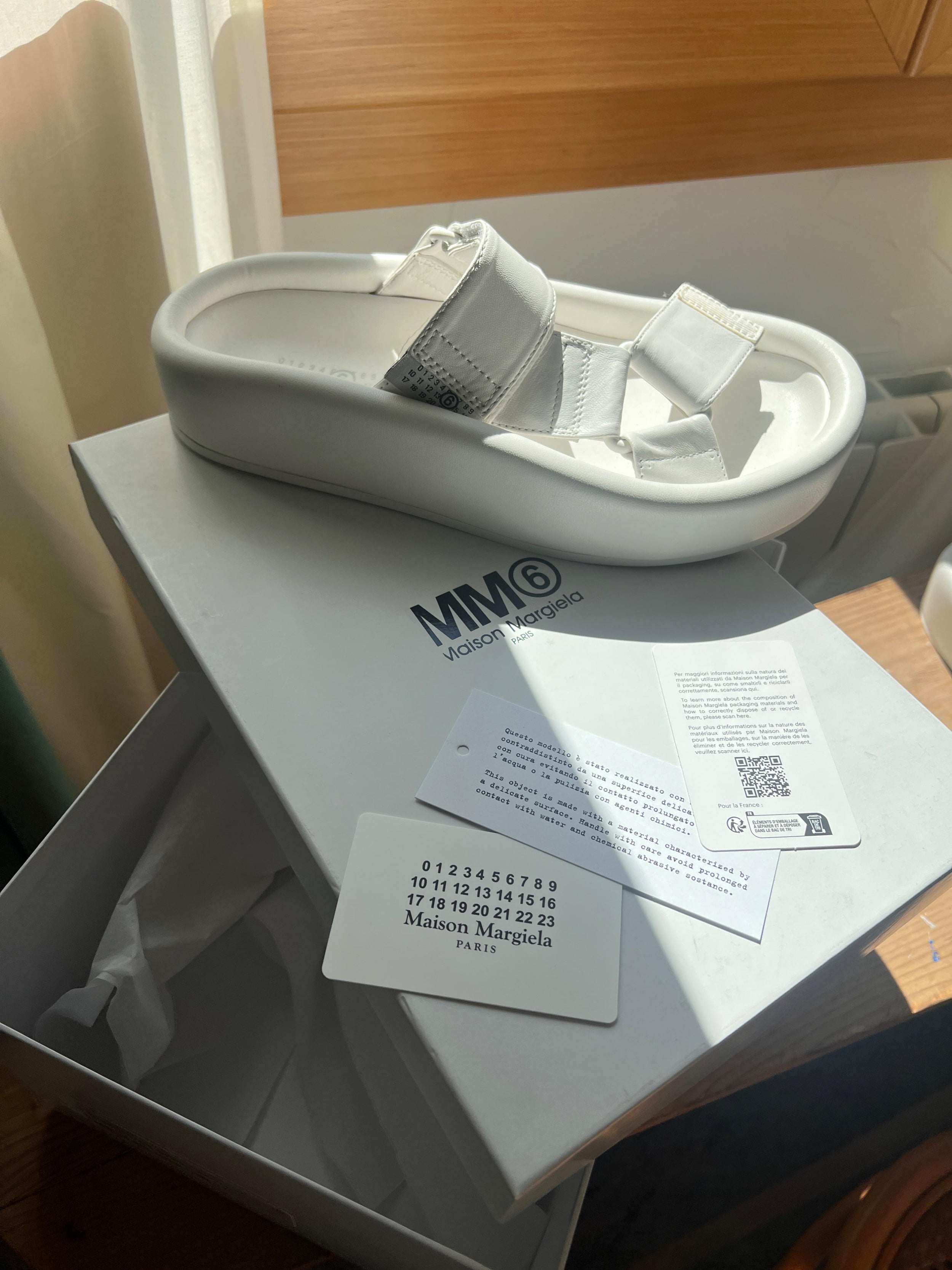 MM6 White Leather Sandals