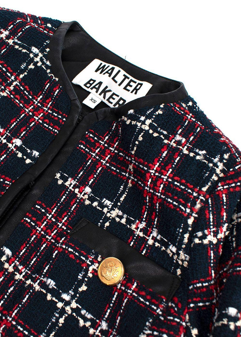 Walter Baker Red and Navy Checkered Tweed Jacket