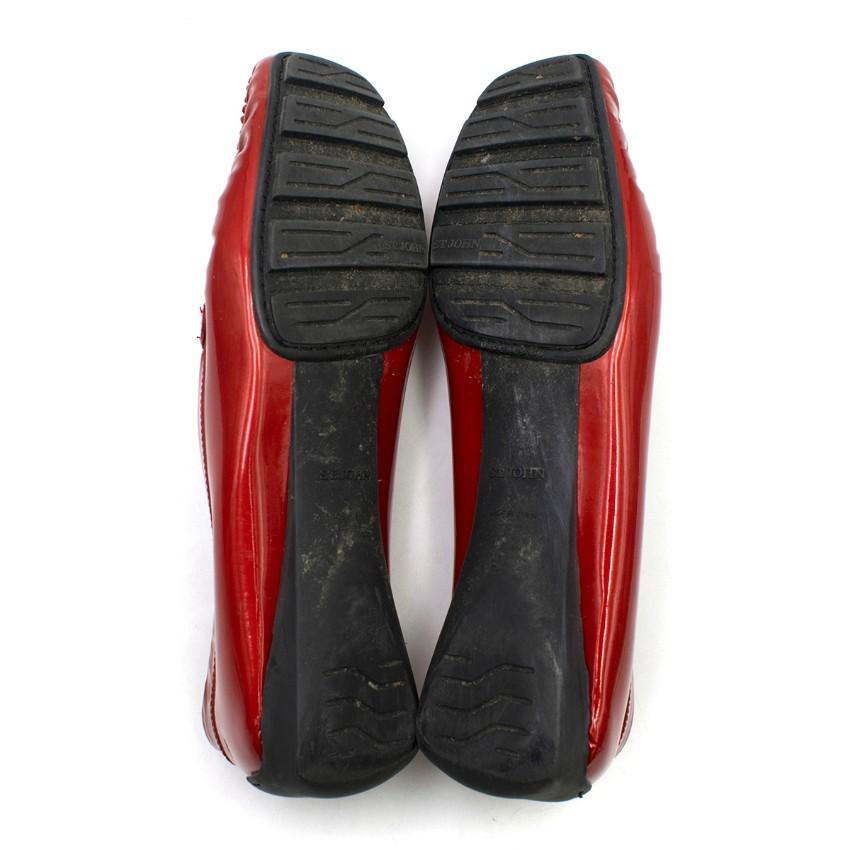 St. John Red Metallic Leather Loafers