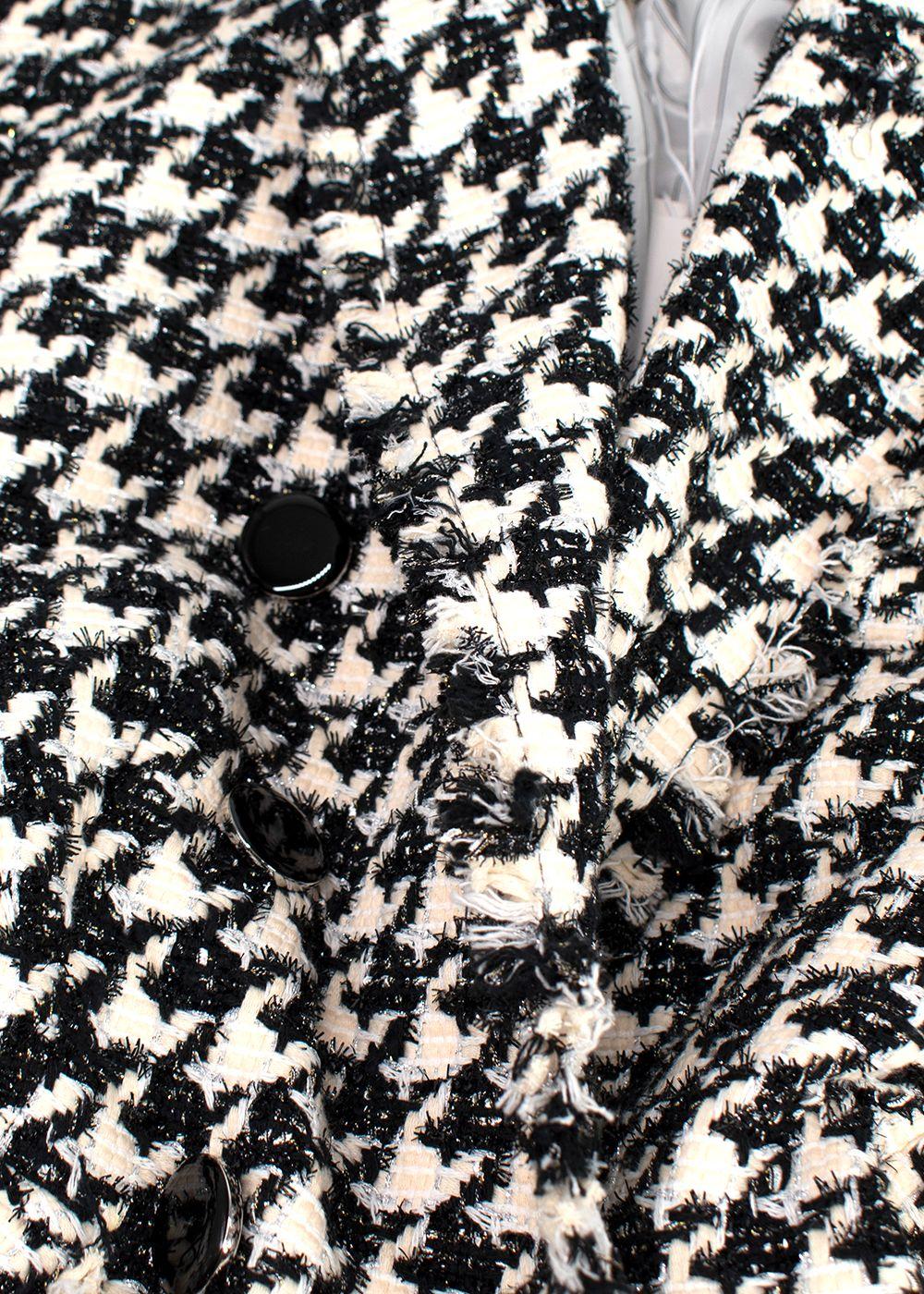 Veronica Beard Black and Ivory Houndstooth Tweed Blazer