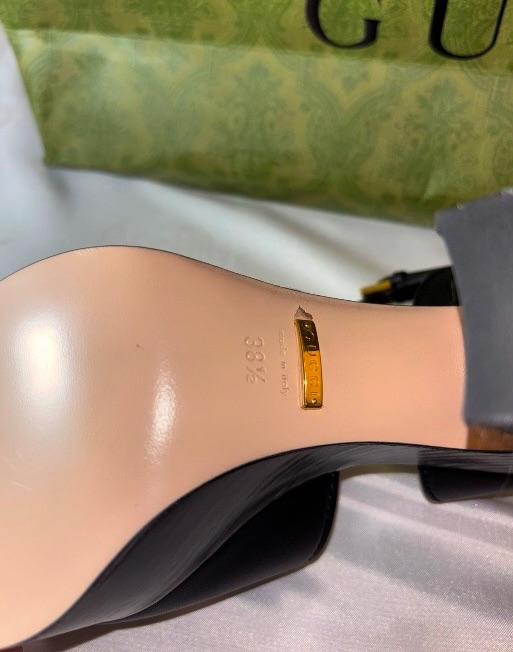 Black Leather GG Sandals
