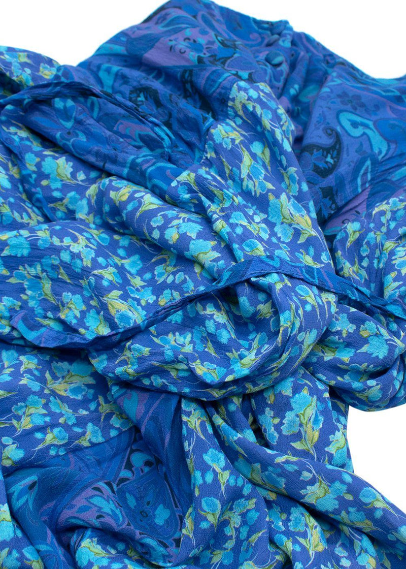 Rixo Blue Virginia Floral-Print Maxi Dress
