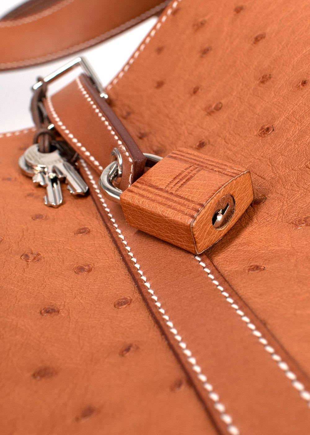 Hermes  Picotin Lock 22 in Gold Ostrich Leather with Palladium Hardware