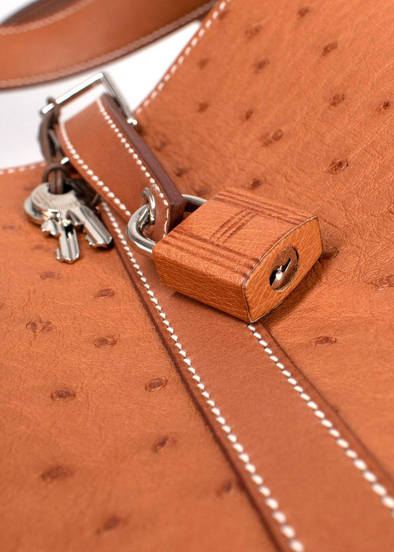 Hermes  Picotin Lock 22 in Gold Ostrich Leather with Palladium Hardware