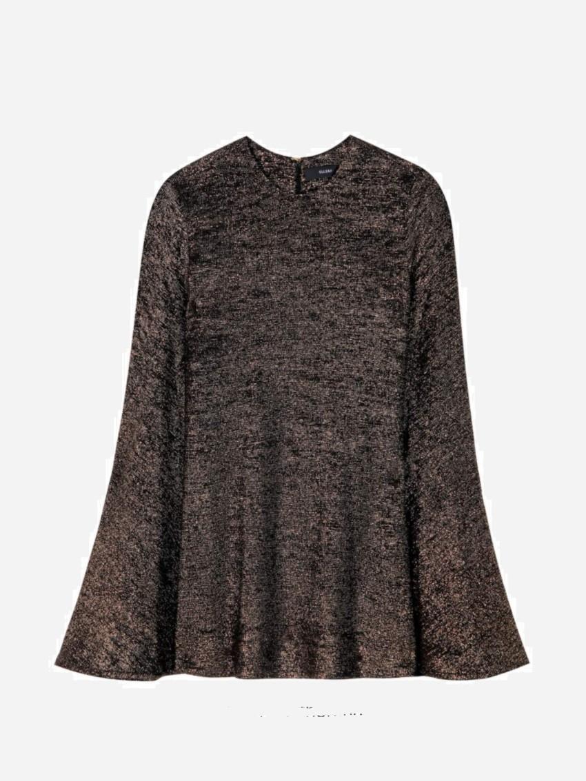Ellery Black & Gold Brocade Wide Sleeve Top