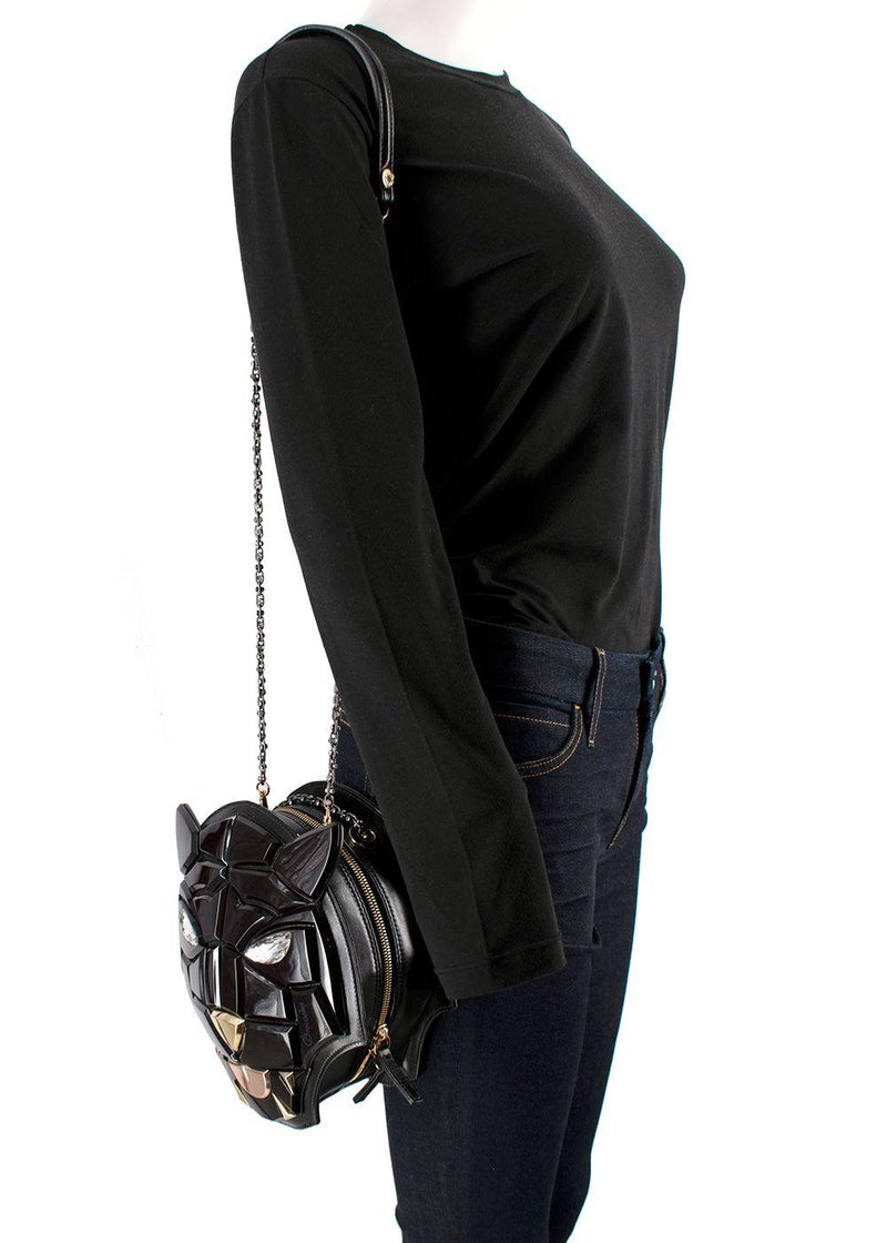 Braccialini Black Tema Panther Leather Bag