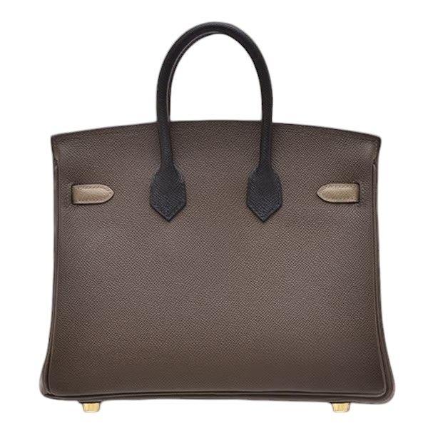 Tricolour Epsom 25cms Birkin Ecorce Etoupe Noir with Gold Hardware