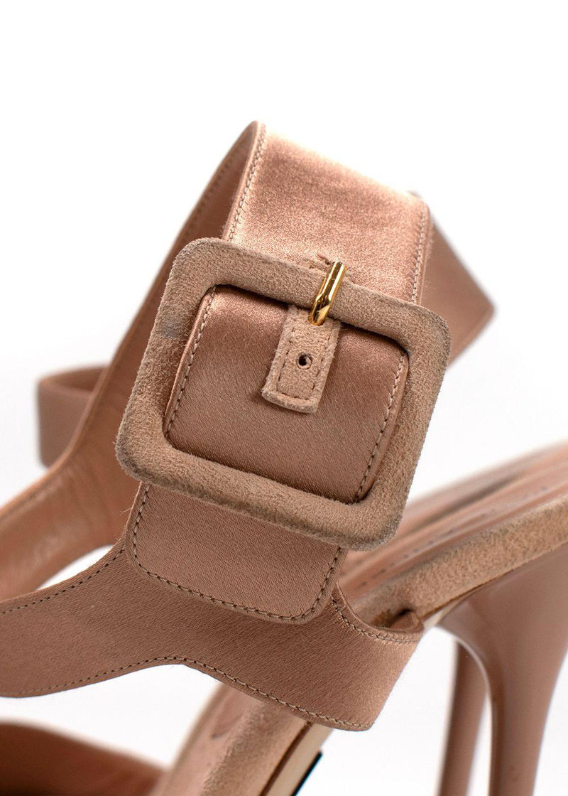 Paul Andrew Satin Nude Sandals