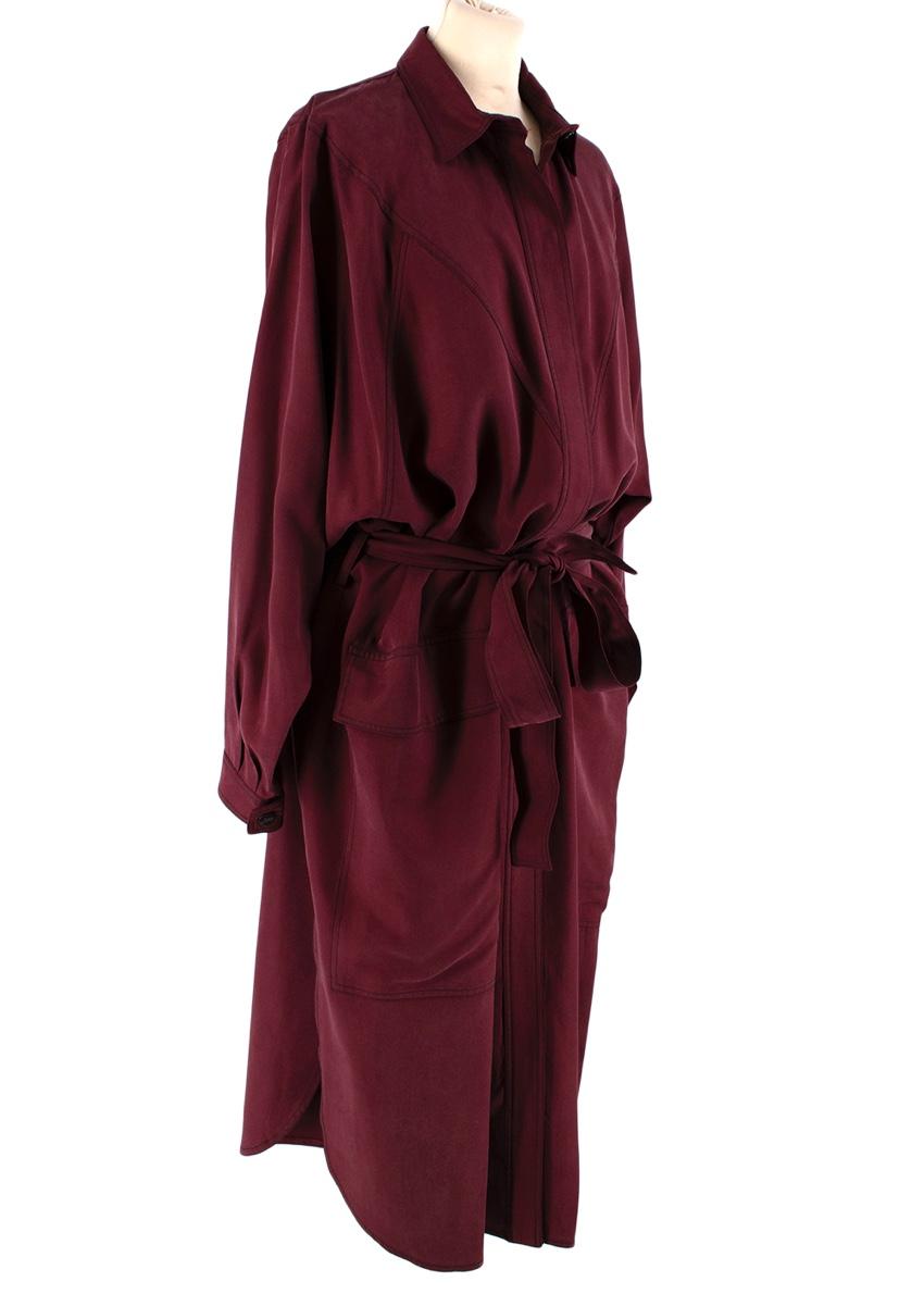 Albus Lumen Burgundy Sabrina Waist-tie Twill Shirtdress