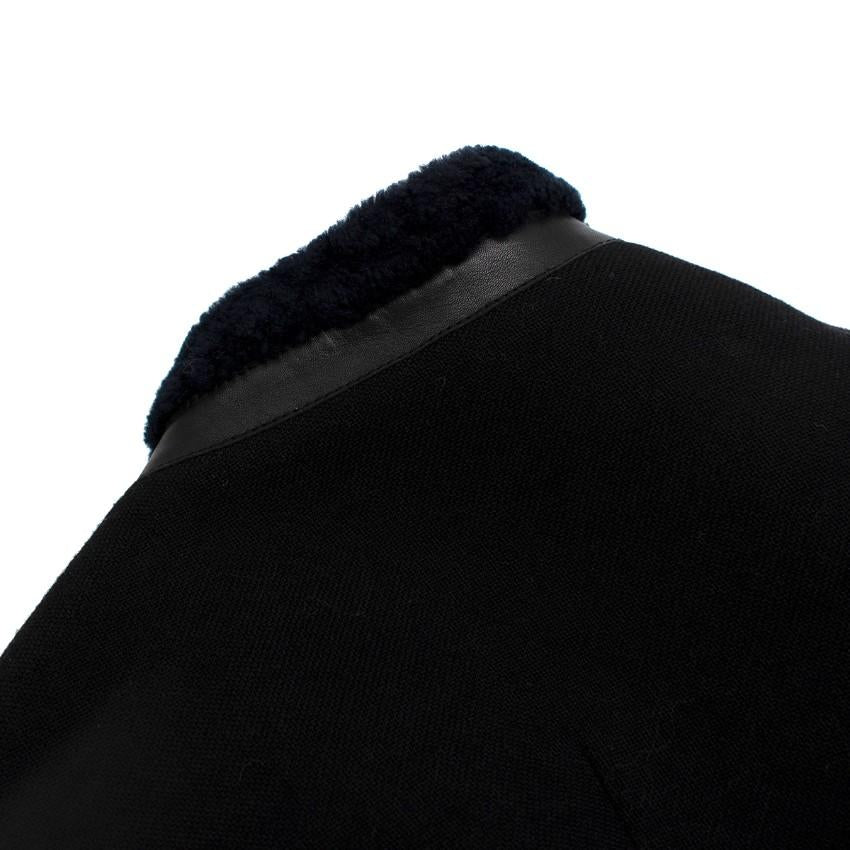 3.1 Phillip Lim Black & Midnight Blue Shearling Wool Jacket