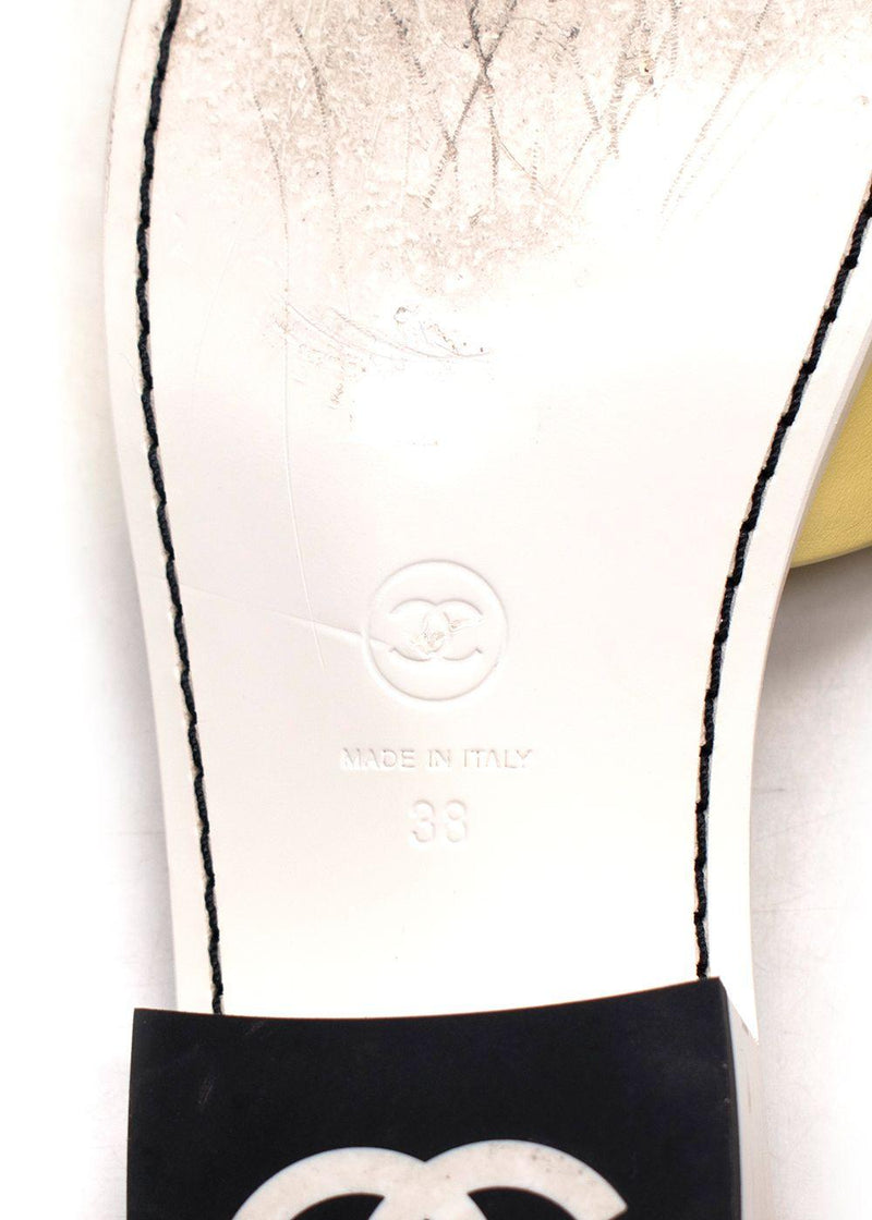 Chanel Yellow Leather Mule Sandals