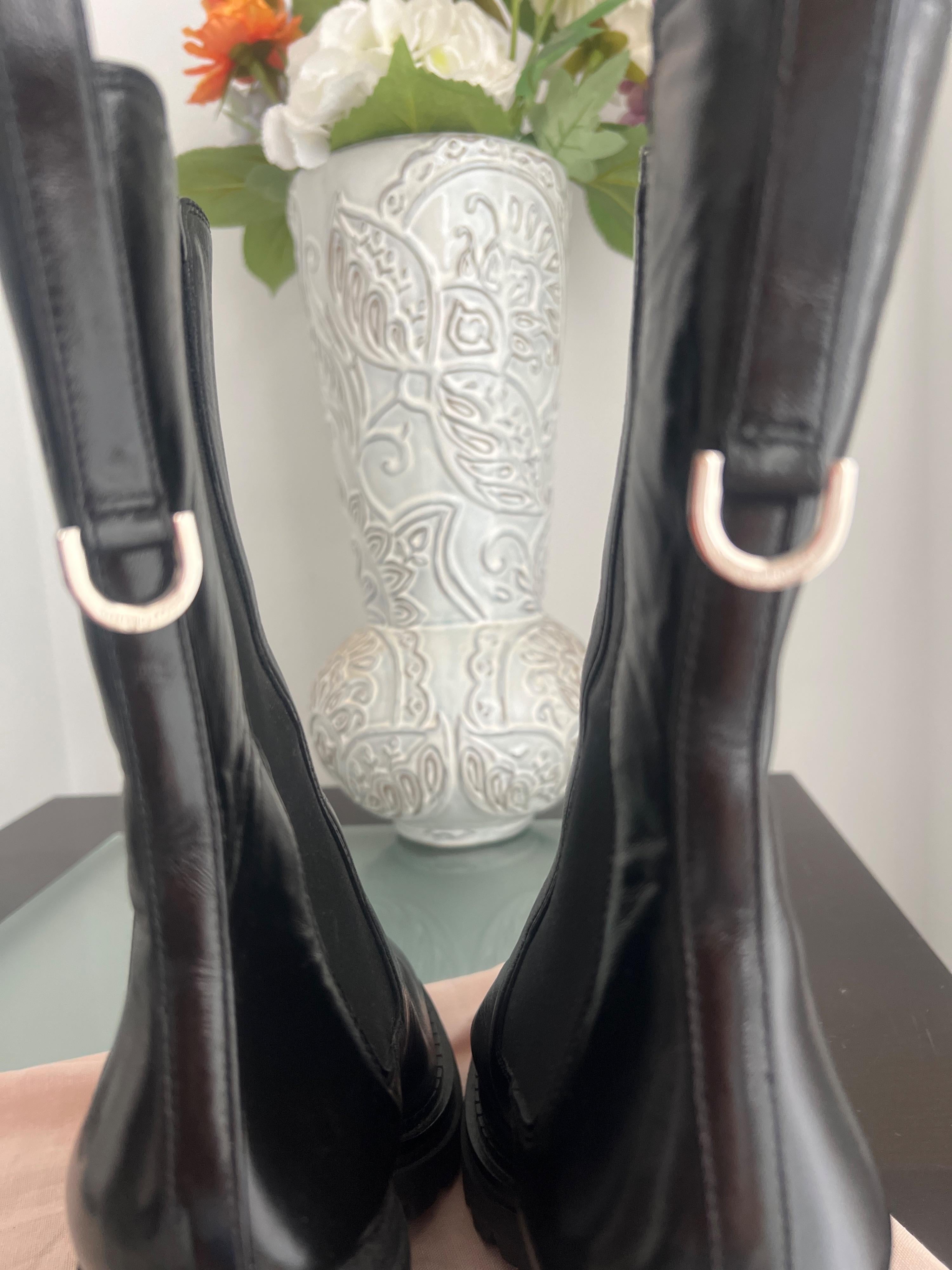 Sergio Rossi Black Round Toe Heeled Chelsea Boots
