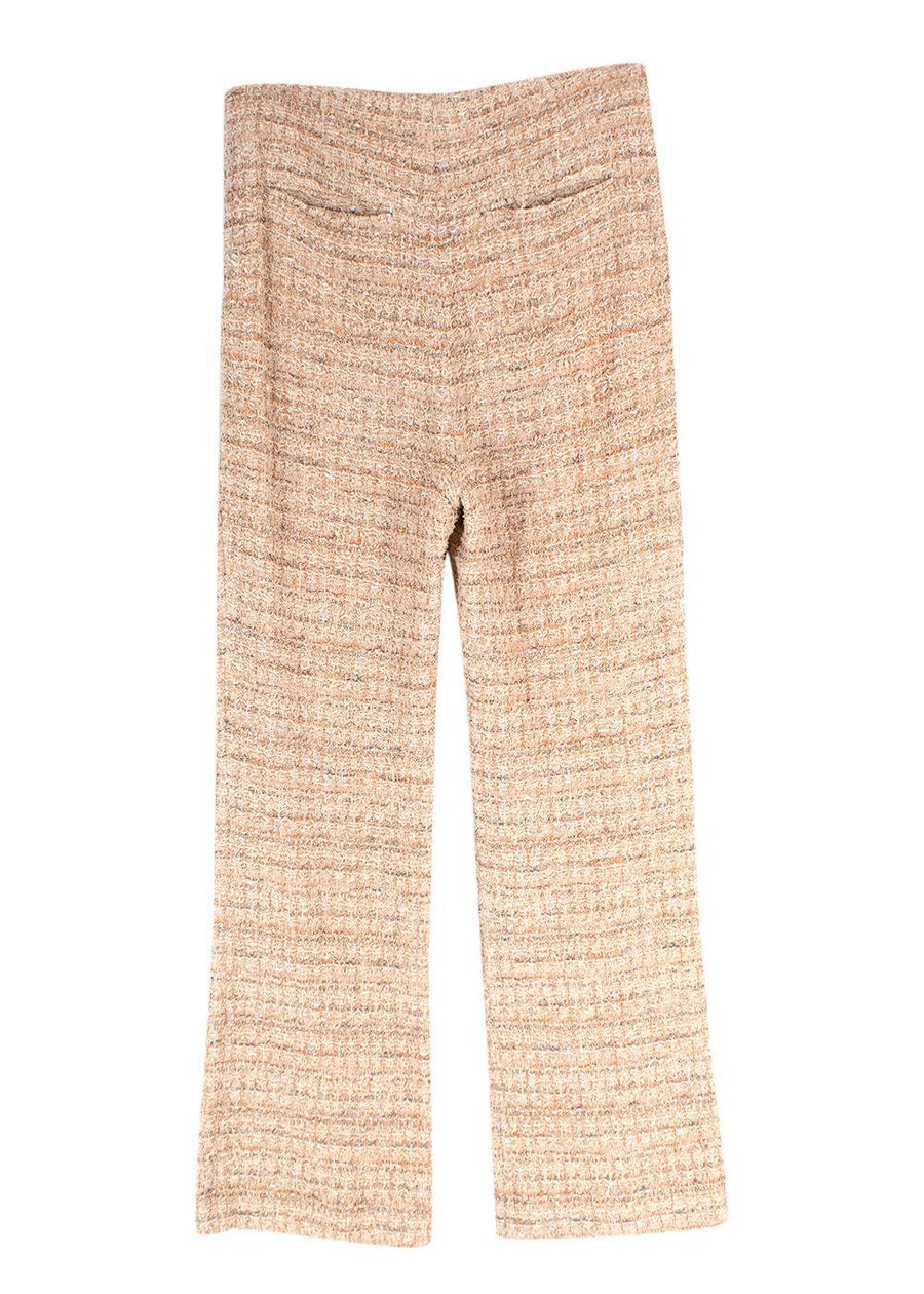 St John Beige Straight Leg Neutral Tweed Trousers