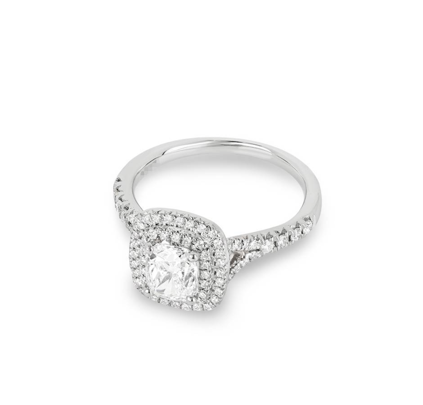 platinum & white diamond cushion cut engagement ring 1.01ct 51.5EU
